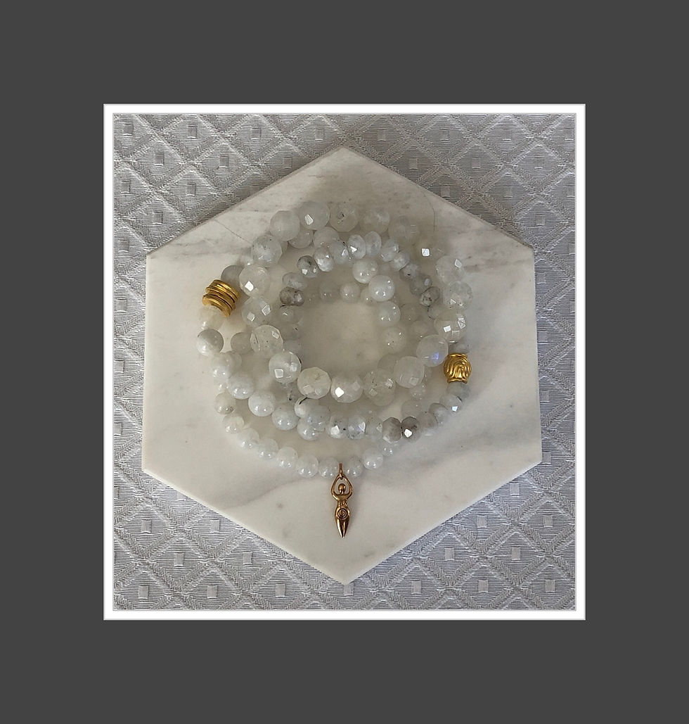 Thumbnail: Rainbow Moonstone Bracelet Stack w/ Goddess Charm