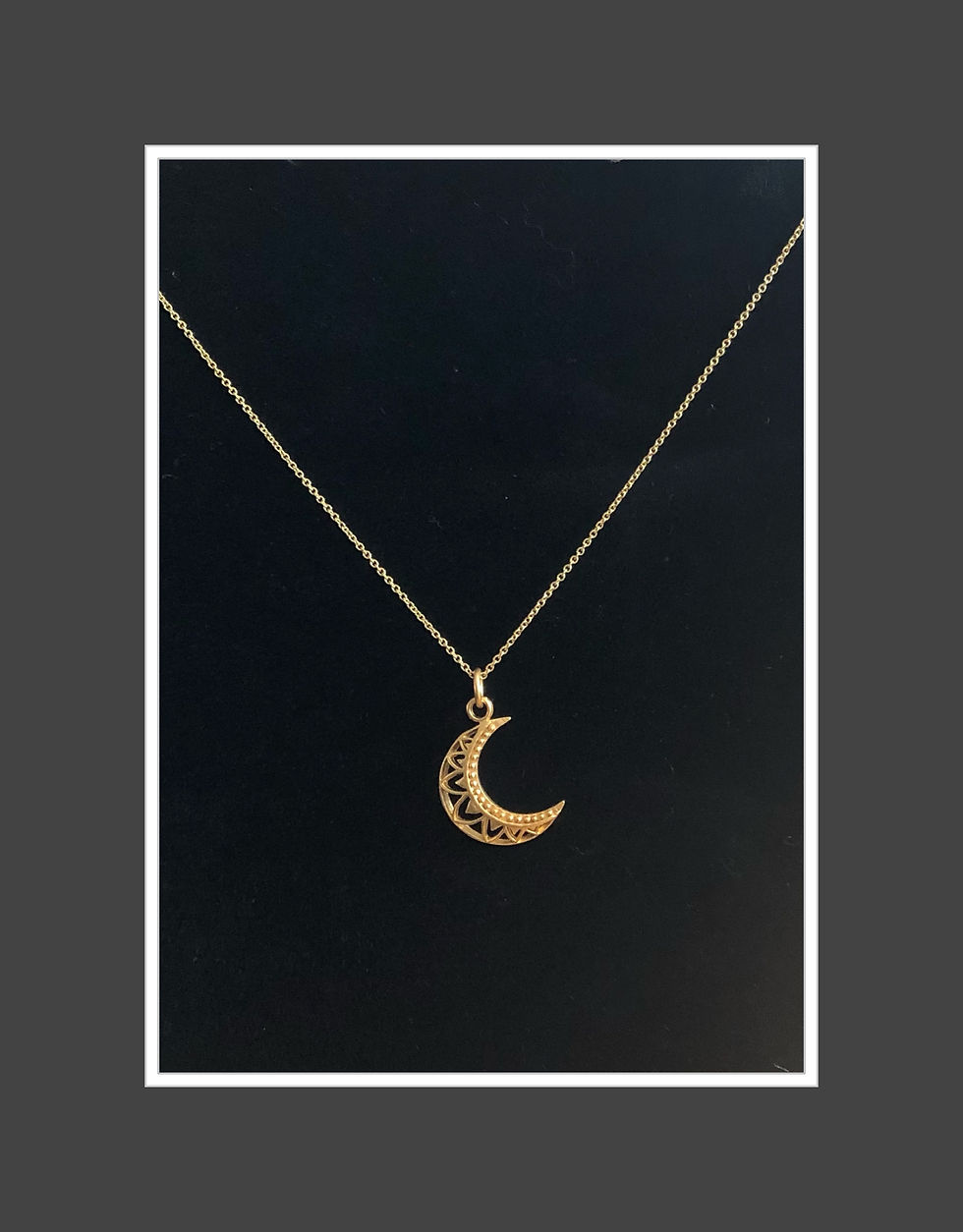 Thumbnail: Gold Ornate Crescent Moon Necklace