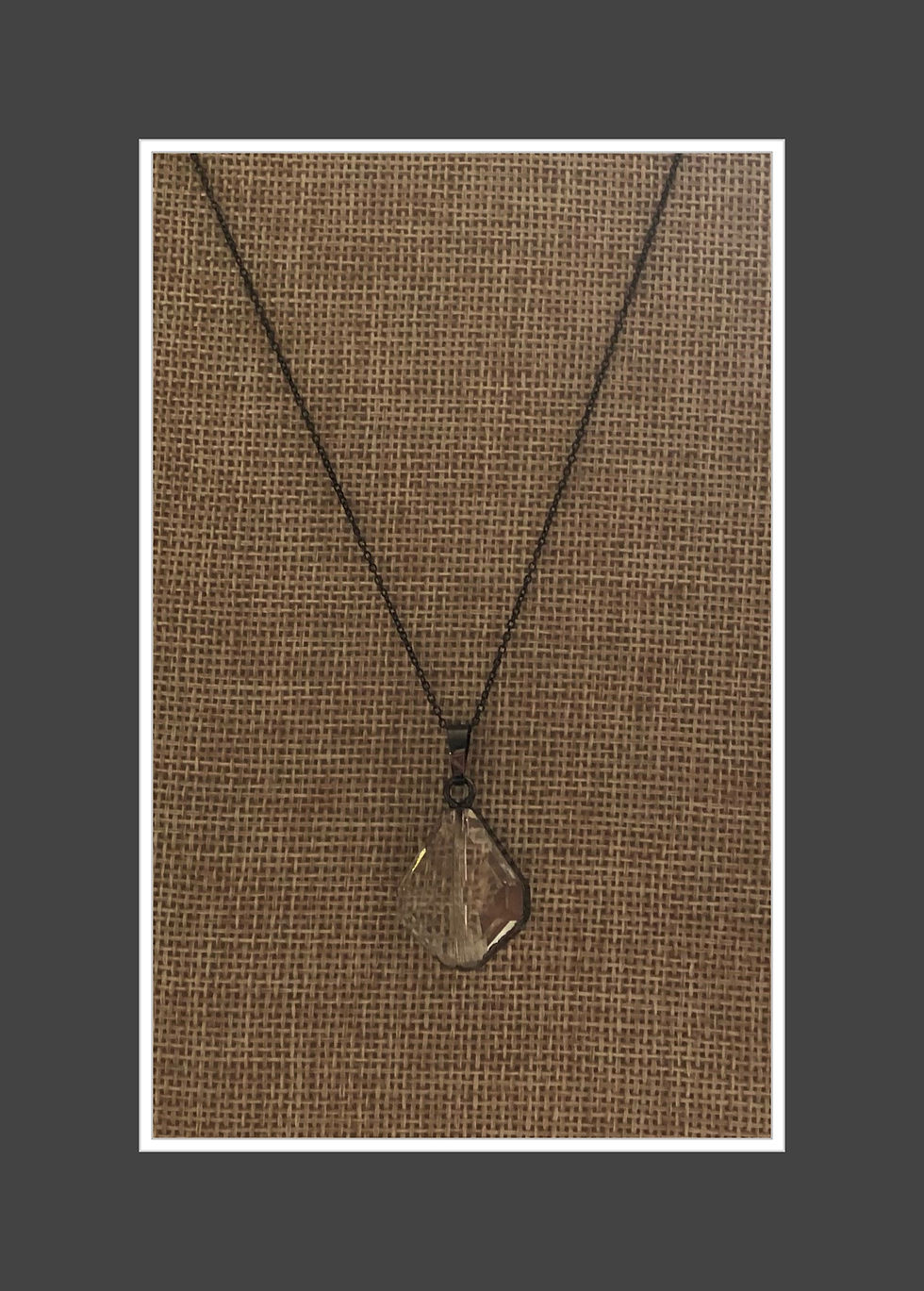 Thumbnail: Black Rhodium Smoky Crystal Drop Necklace