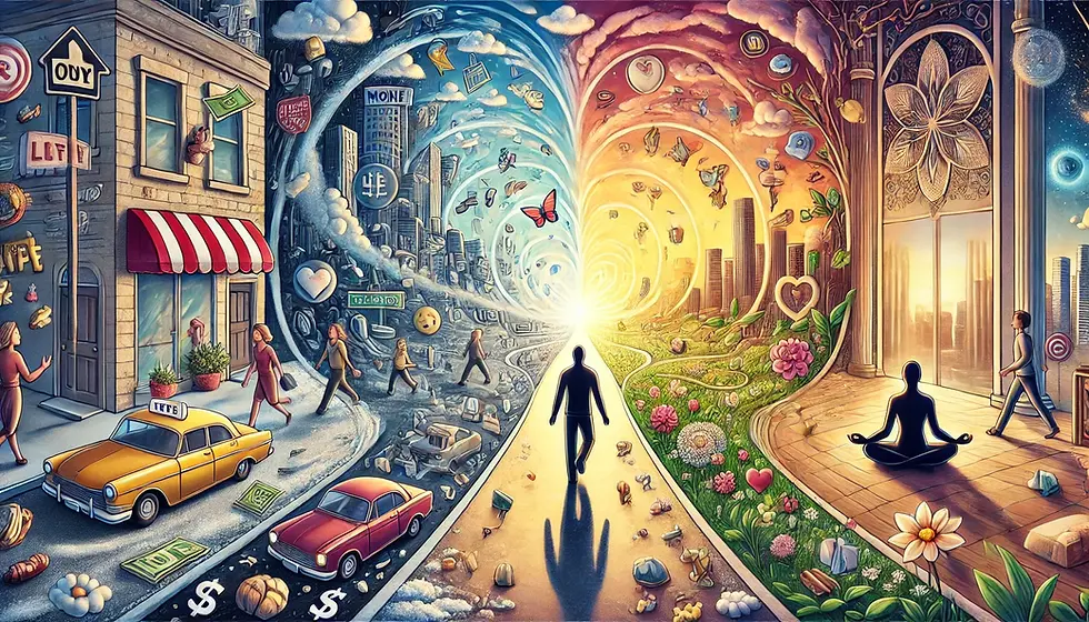 DALL·E 2024-07-10 19.41.40 - A wide photo of someone taking the path of life toward inner