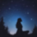 side profile, full body silhouette of female gazing - looking up, at the stars. night tim