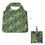 Thumbnail: Wide handled green & brown reusable shopping bag printed with Francis Horne Sr.'s 'Sasquatch' folded into matching pouch
