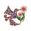 Thumbnail: Purple, blue, pink & gold enamel pin in shape of artist Francis Dick's 'Hummingbird'