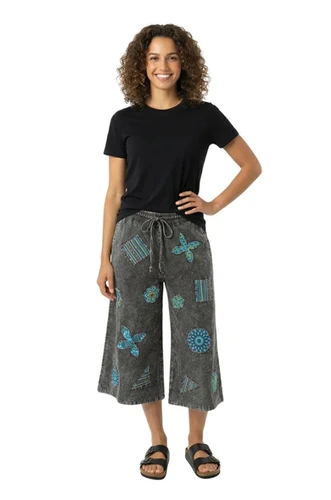 Mandala Wide Leg Cropped Pants | Quichua World Market