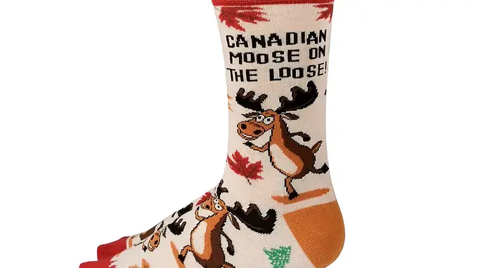 Canadian Moose on the Loose Women's Socks by Uptown Sox