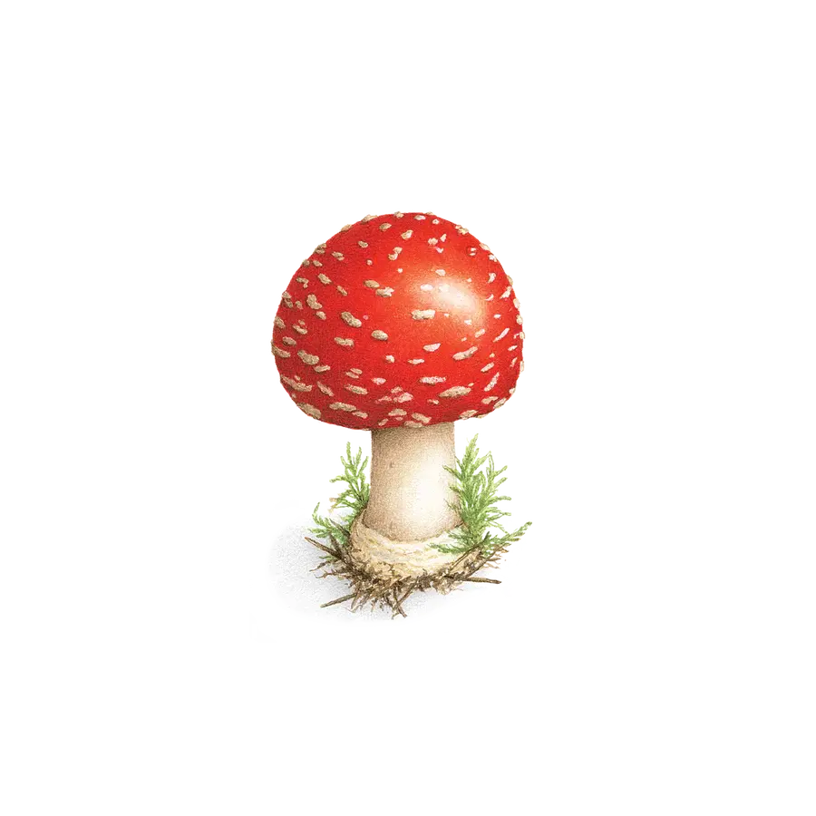 tattoo stencil sheet of bright red toadstool