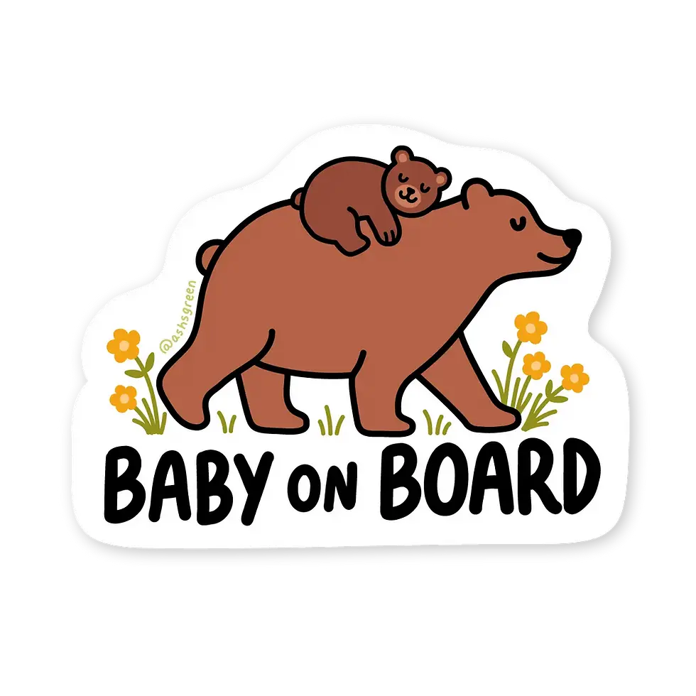 Baby on Board Bear Car Magnet by Ashleigh Green at Tickled Pink in Ottawa ByWard Market.