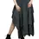 Thumbnail: Angled view of model wearing long multi-layered skirt with side slits in tesl cotton