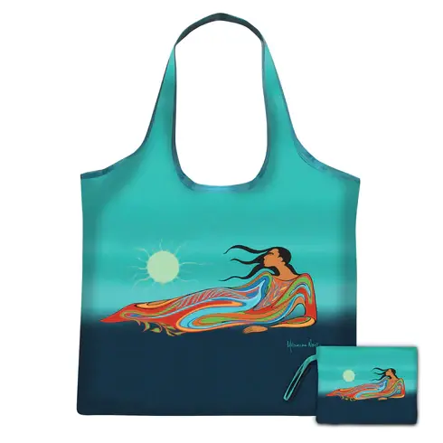 Wide handled reusable shopping bag printed with Maxine Noel's painting 'Mother Earth'