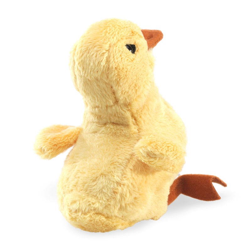 Thumbnail: Back view of small plush yellow duckling finger puppet
