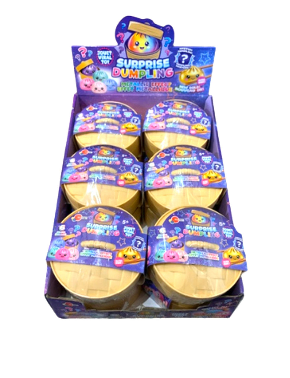 Mystery Metallic Dumpling Squishy Balls Fidget Toy display box