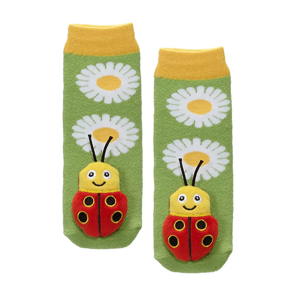 Red and black Messy Moose ladybug pattern baby socks at Tickled Pink Ottawa