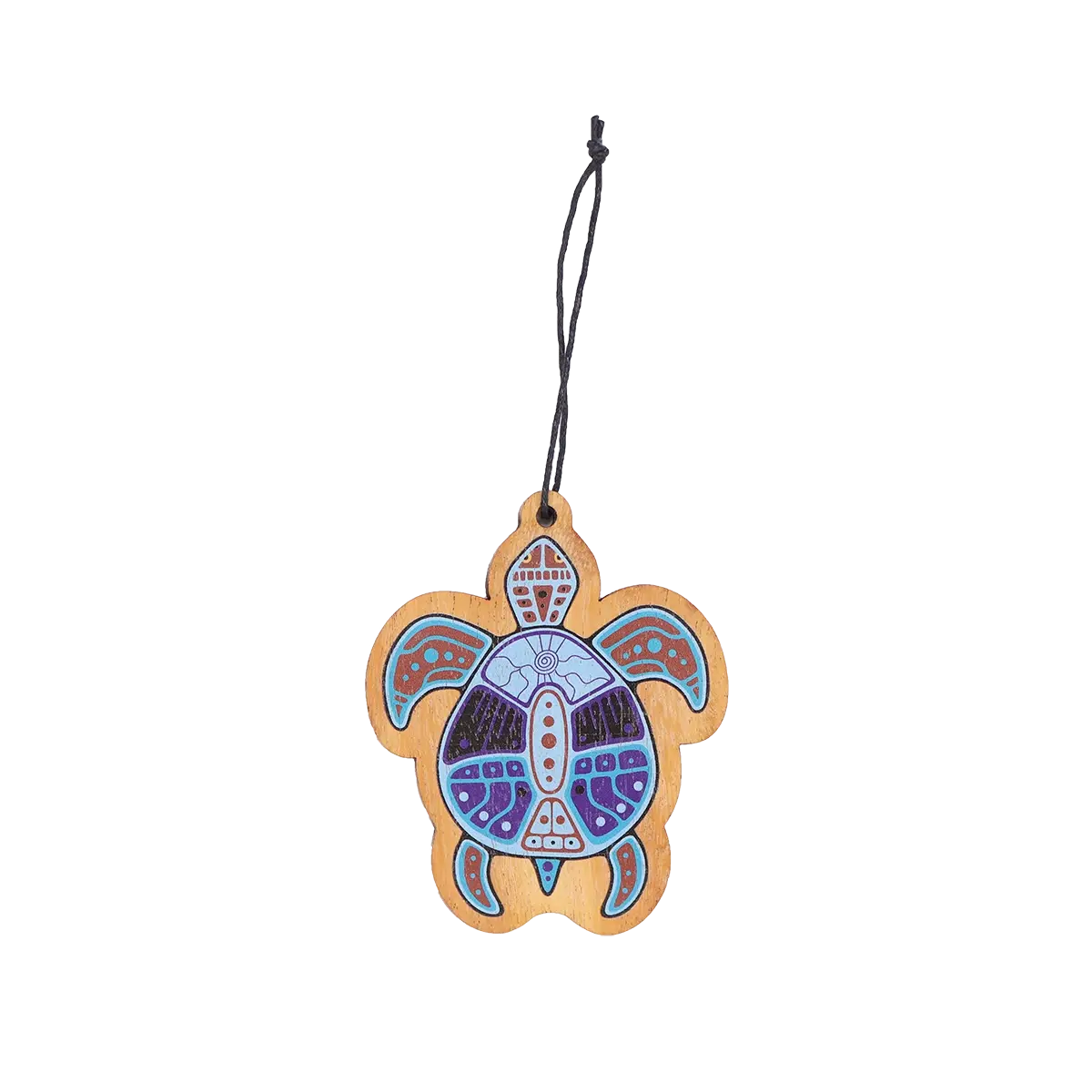 Turtle Indigenous Art Wood Ornament by Jason Adair featuring Ojibwe art motifs at Quichua.