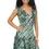 Thumbnail: Front view of model in green tie-dye knee length sleeveless fitted dress with floral pattern