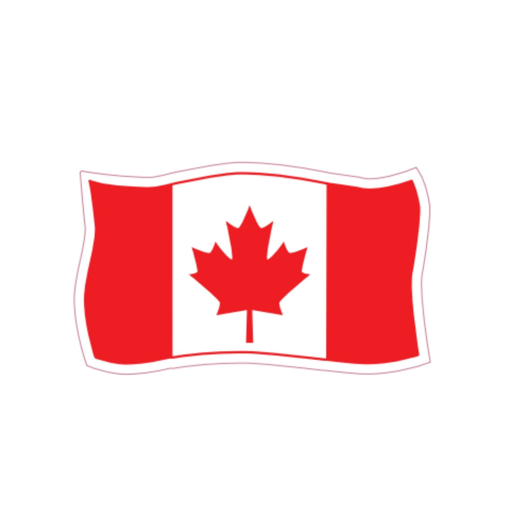 Waving Flag Canada vinyl sticker at Quichua World Market.