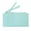 Thumbnail: Back of turquoise rectangular faux leather coin & card holder with 4 card slots