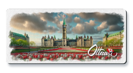 Front view of the Tulips long narrow flat edge magnet at Tickled Pink Ottawa.