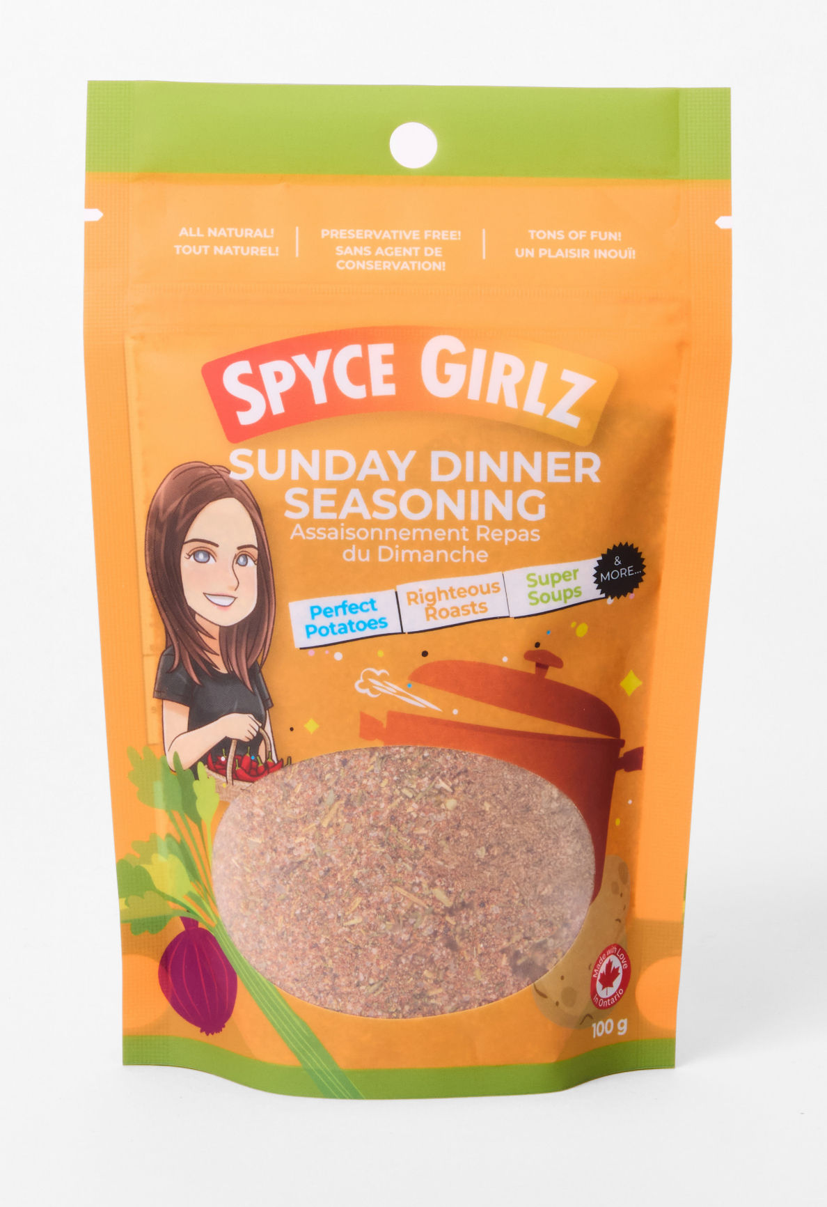 Front of orange package of Sunday Dinner Seasoning Mix