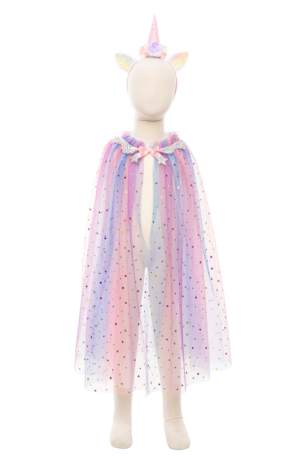 Thumbnail: Front view of pastel striped full gathered tulle cape