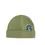 Thumbnail: Olive knitted beanie with dinosaur patch on crown