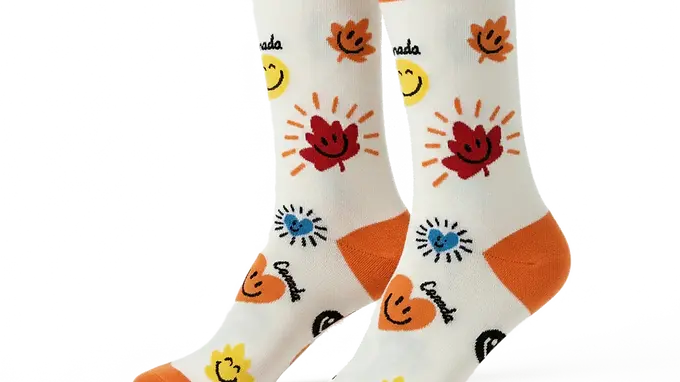 Canada Smiley Faces Socks