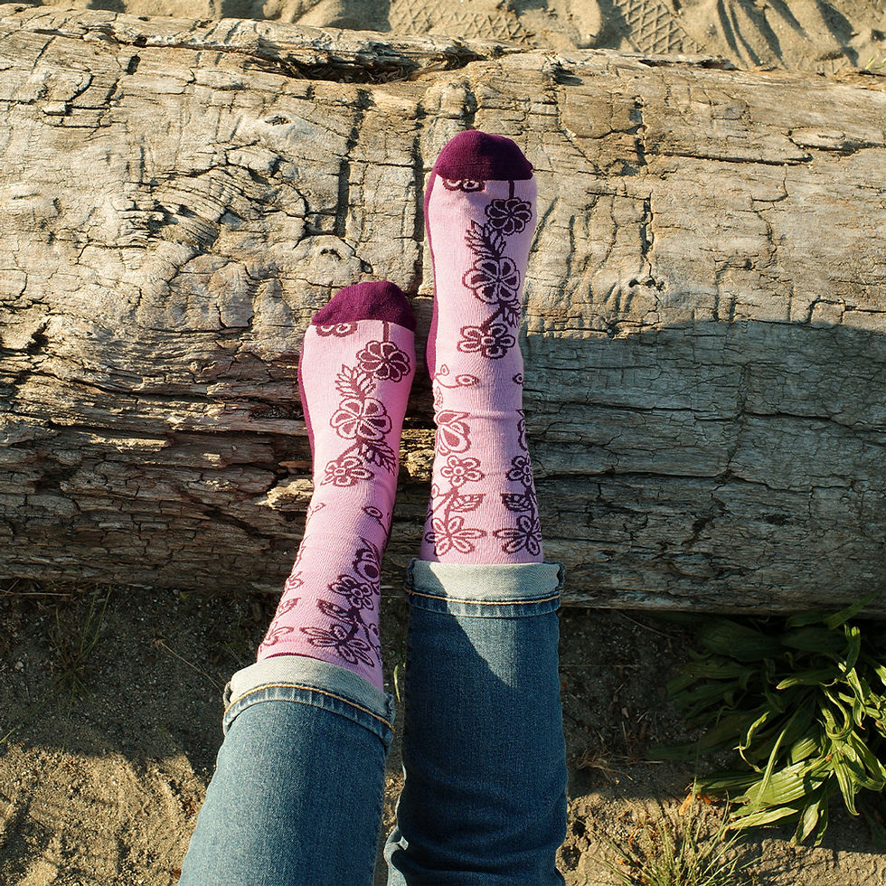 Thumbnail: Ojibwe Florals Art Socks by Storm Angeconeb