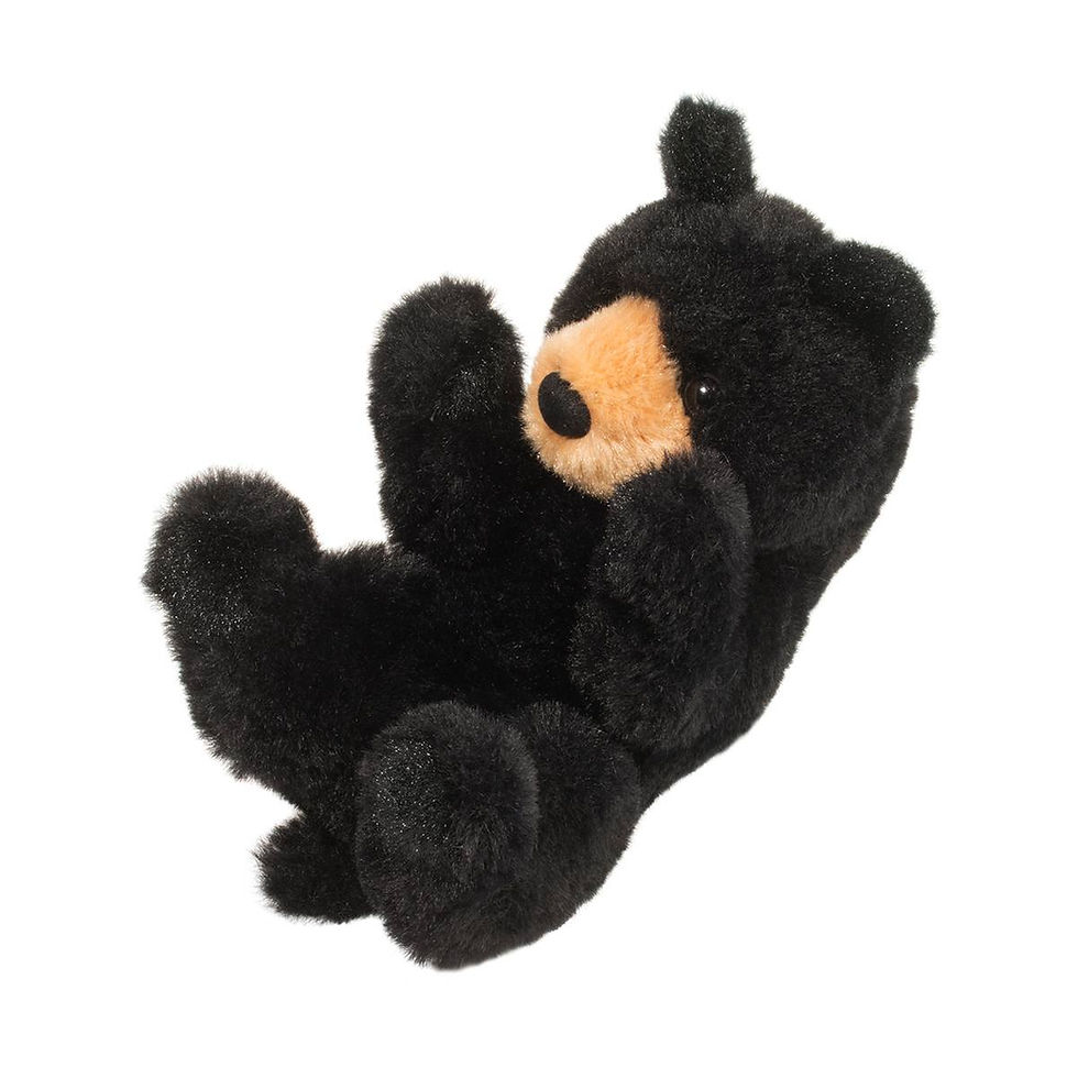Thumbnail: Front left view of small baby black bear stuffed plush toy