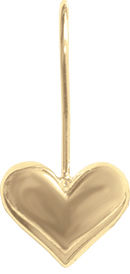 Fish hook gold colored earring with solid heart