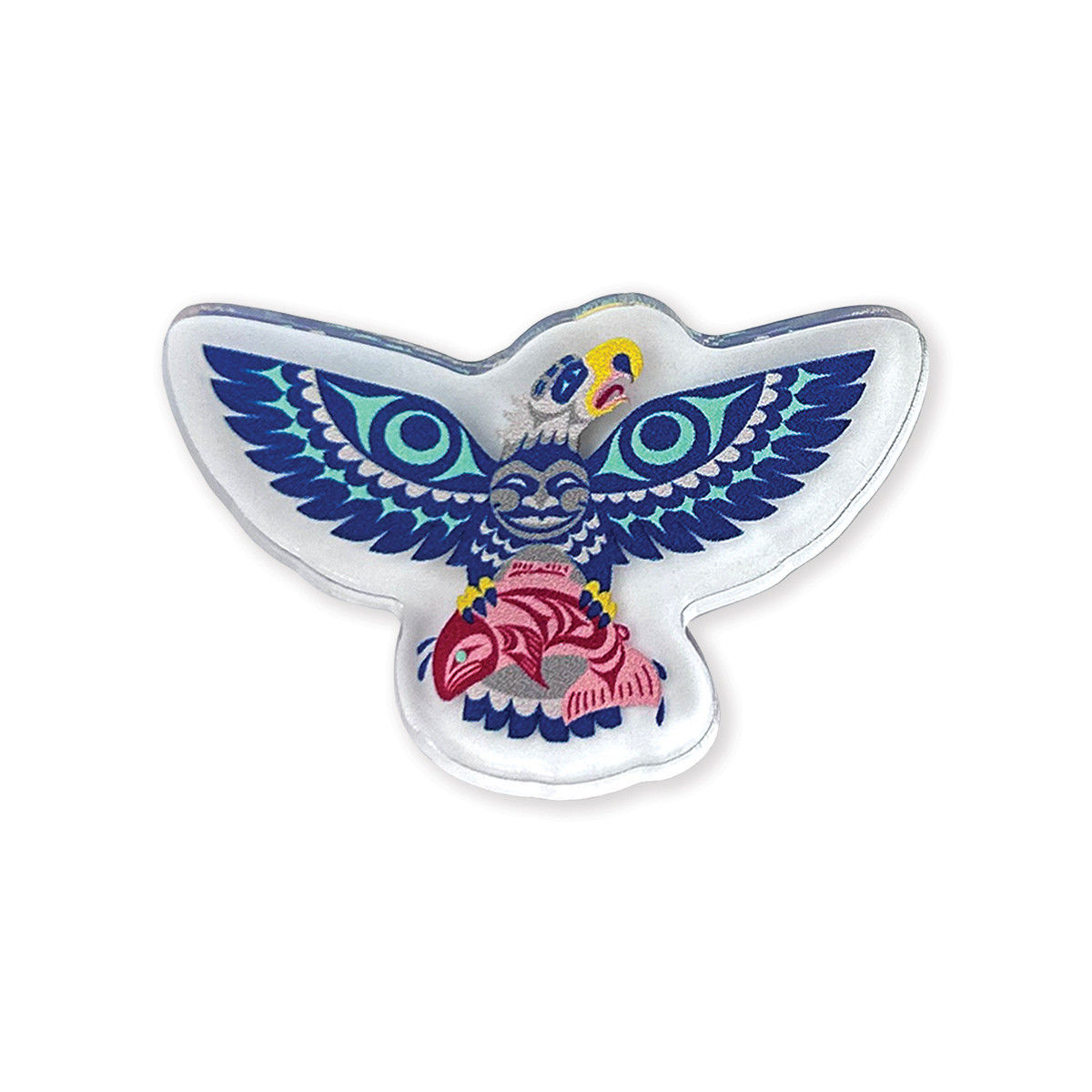 Eagle Salmon Acrylic Pin by Doug Lafortune at Quichua World Market, Ottawa