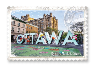Front view of the Ottawa Letters and tulips stamp magnet at Tickled Pink Ottawa.