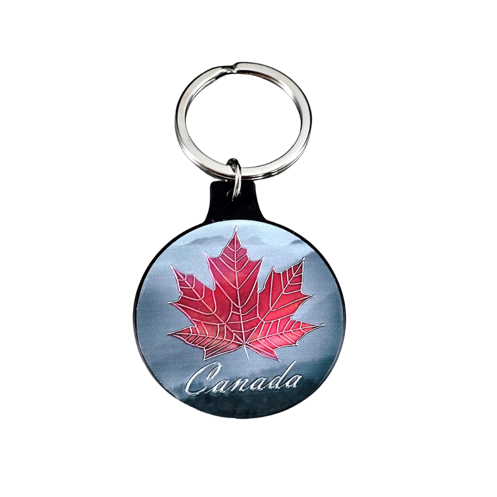 Canada Red Maple Leaf Round Keychain