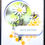 Thumbnail: Yellow & white rectangular birthday card with a daisy, honeycomb & bee, message, 'Happy Birthday'