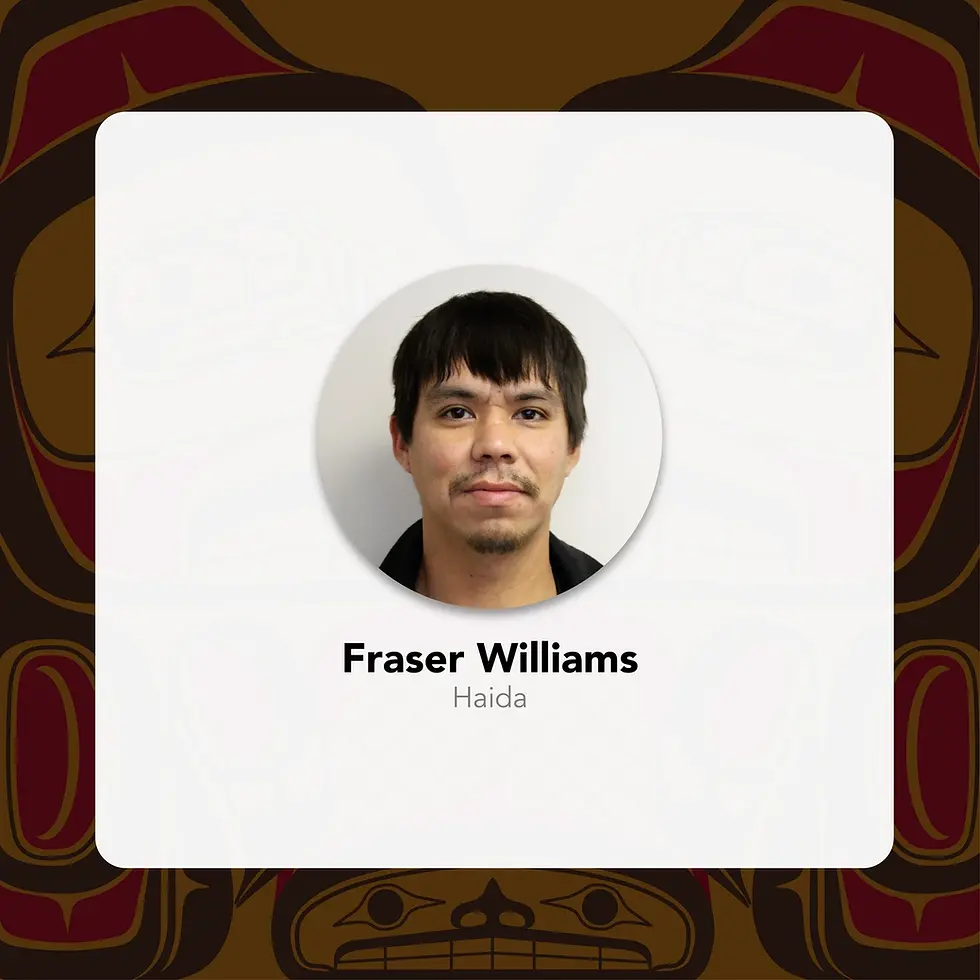 Thumbnail: Artist information box with photo of Fraser Williams and First Nations affiliation