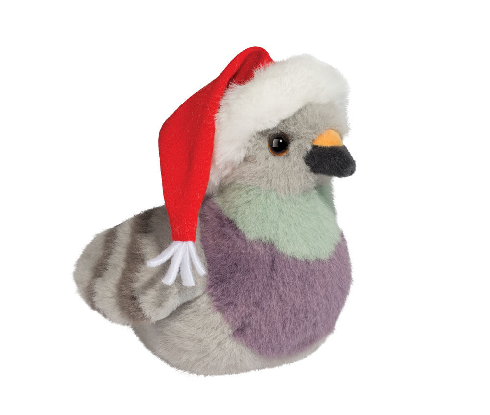 Holiday Pigeon Plush by Douglas winter stuffed bird in Santa hat at Tickled Pink in Ottawa ByWard Market.