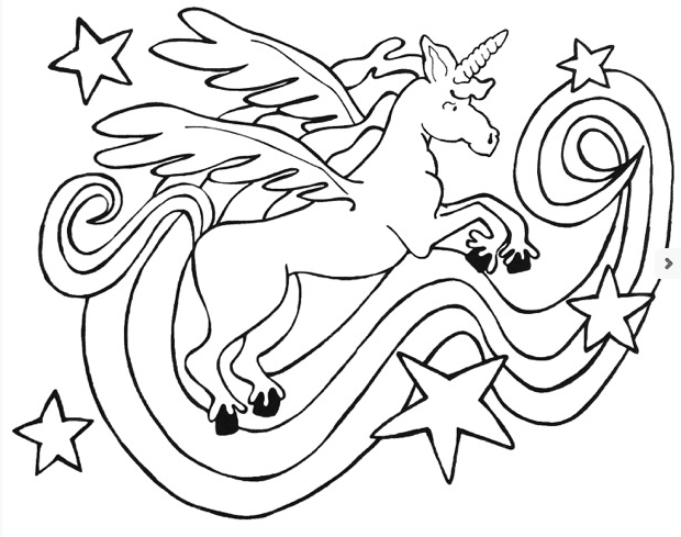 Thumbnail: Rainbow Unicorn Pillowcase Design, black and white