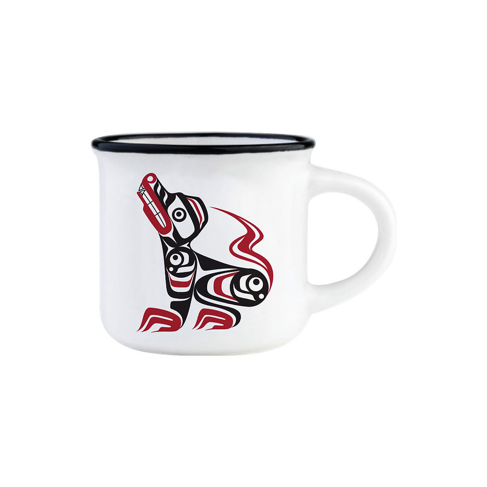 Espresso mug with reproduction of artist Eric Parnell's 'Wolf'
