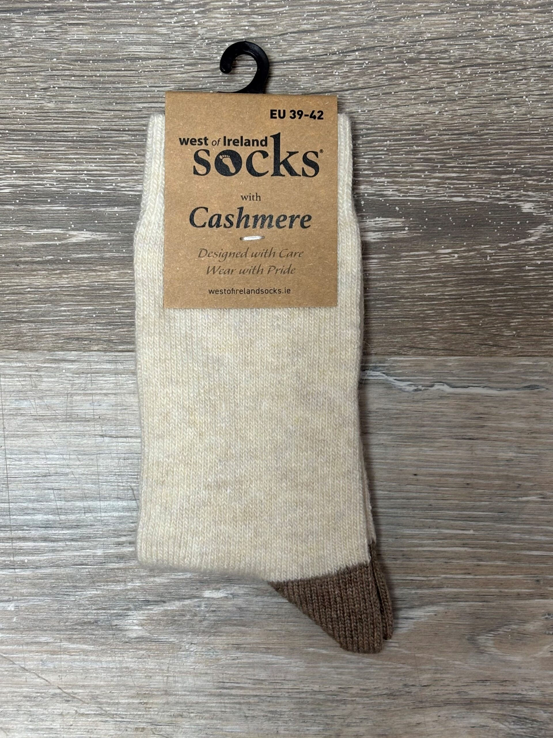 Cream Women's Cashmere Heel Toe Socks by West of Ireland Socks at Quichua World Market.
