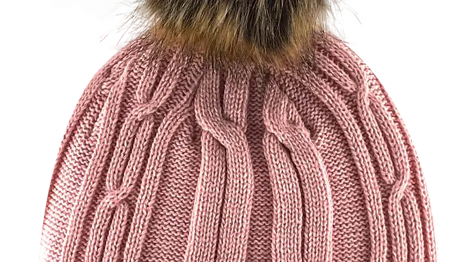 Canada Knit Toque with Pompom - pink