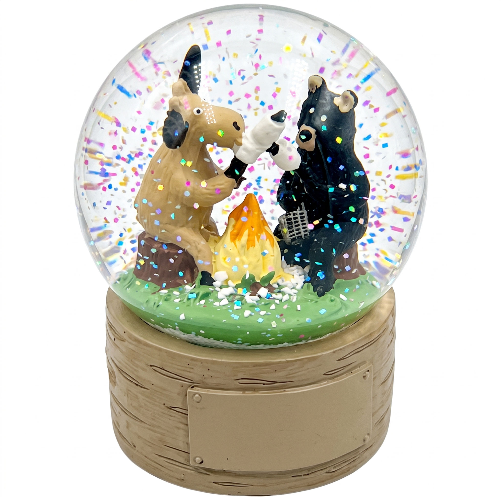 Little Blue House Mini Campfire Marshmallows moose and bear snow globe at Tickled Pink.