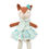 Thumbnail: Soft cloth fox mini doll in fluffy teal vest, teal floral print dress, flower in ear & silver shoes