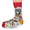 Thumbnail: Side view of light gray socks printed with brown moose & colorful maple leaves, text, 'Canadian Moose on the Loose'