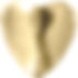 Gold coloured metal stud earring in shape of heart
