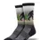 Thumbnail: Black, gray & tan socks with image of black sasquatch carrying green fir tree