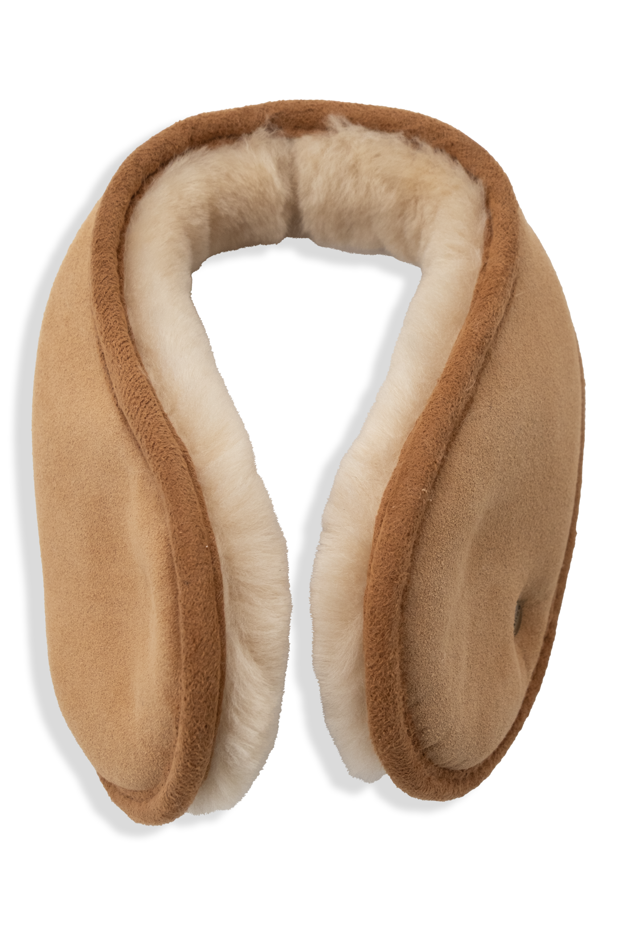 Brume Quadra Shearling Earmuffs in Tan at Tickled Pink in Ottawa ByWard Market.
