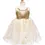 Thumbnail: Sleeveless full-skirt party dress with gold sequinned bodice & gold & white organza & tulle skirt