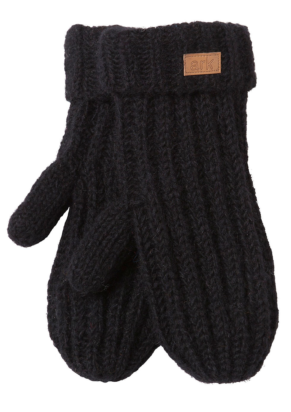 Thumbnail: black rib knit wool mitts
