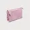 Thumbnail: Lavender small rectangular purse with latch at side, long shoulder strap and wrist strap
