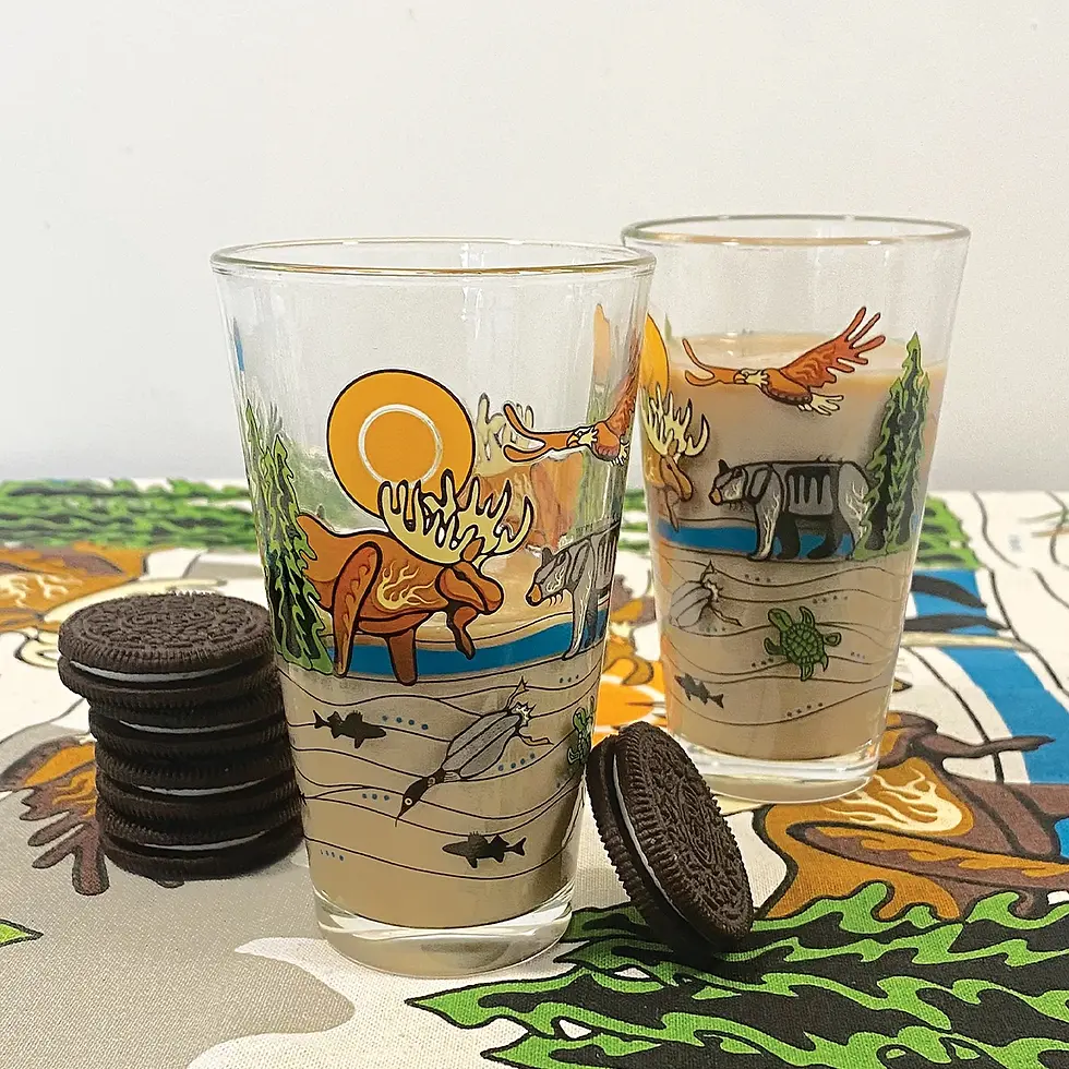 Thumbnail: Lifestyle shot of Storm Angeconeb All My Relatives glassware on a kitchen counter at Quichua.