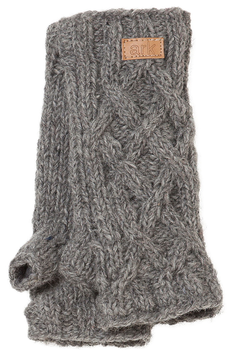 Thumbnail: Pair of gray cable knit wool hand-warmers