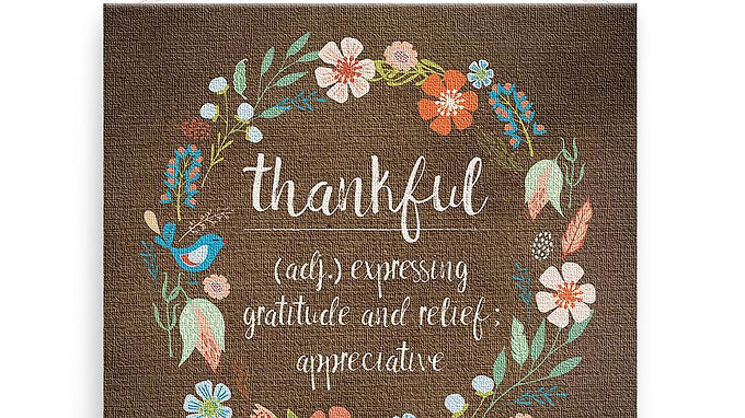 Thankful Wreath Thumb-Tack Canvas Art Card